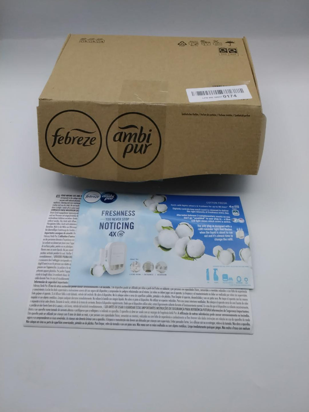 🌸FEBREZE AMBI PUR 3VOLUTION COTTON FRESH, 4 RICARICHE DA 20 ML, 3 FRAGRANZE ALTERNATE, TECNOLOGIA ODOURCLEAR, FINO A 90 GIORNI, NUOVO