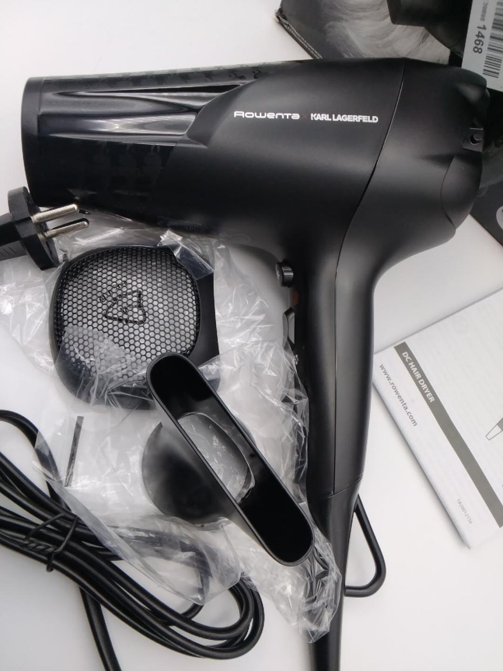 💇‍♀️ROWENTA X KARL LAGERFELD STUDIO DRY CV581LF0, ASCIUGACAPELLI 2300W, 2 VELOCITÀ, 3 TEMPERATURE, THERMO CONTROL, CONCENTRATORE, NERO, NUOVO