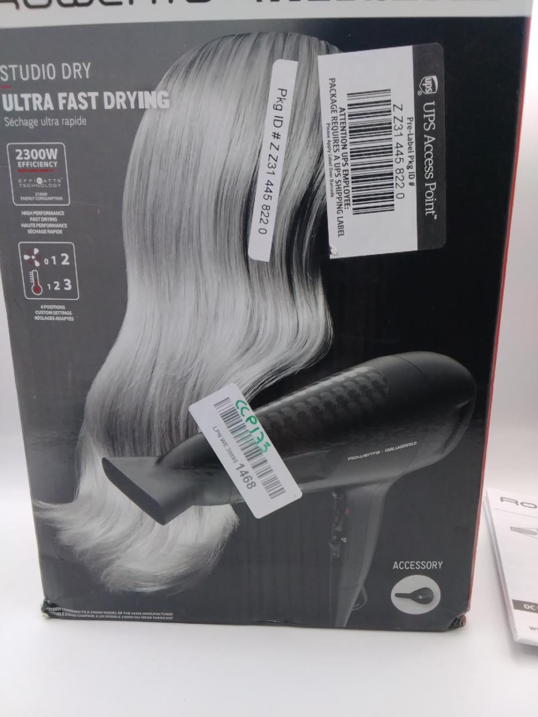 💇‍♀️ROWENTA X KARL LAGERFELD STUDIO DRY CV581LF0, ASCIUGACAPELLI 2300W, 2 VELOCITÀ, 3 TEMPERATURE, THERMO CONTROL, CONCENTRATORE, NERO, NUOVO