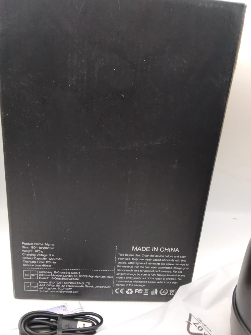 🔞 MYRNA, MASSAGGIATORE INTIMO ELETTRICO, RICARICABILE USB, 1200 mAh, NUOVO