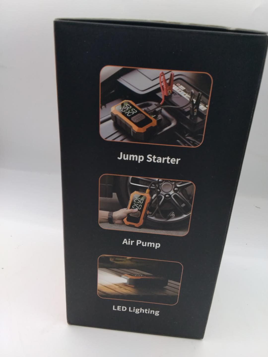 🔋 JUMP STARTER N5 CON COMPRESSORE D'ARIA, AVVIATORE AUTO, POMPA PORTATILE, 150 PSI, USB, LED, NUOVO