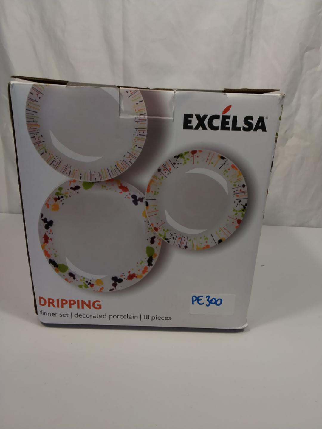 🍽️ EXCELSA DRIPPING, SERVIZIO PIATTI IN PORCELLANA, 18 PEZZI, MULTICOLORE, NUOVO