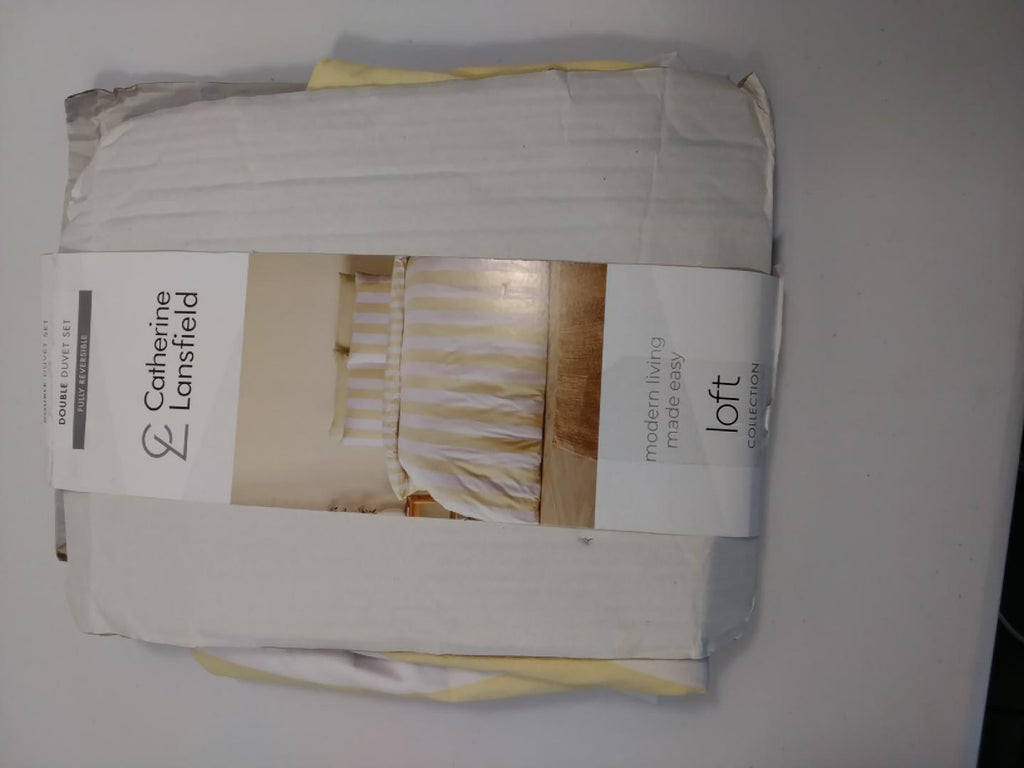🛏️ CATHERINE LANSFIELD COVE STRIPE, COPRIPIUMINO REVERSIBILE MATRIMONIALE 200×200 CM, 2 FEDERE 50×75 CM, GIALLO, NUOVO