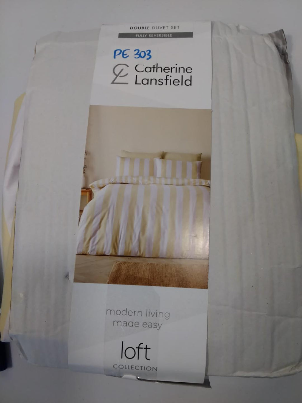 🛏️ CATHERINE LANSFIELD COVE STRIPE, COPRIPIUMINO REVERSIBILE MATRIMONIALE 200×200 CM, 2 FEDERE 50×75 CM, GIALLO, NUOVO
