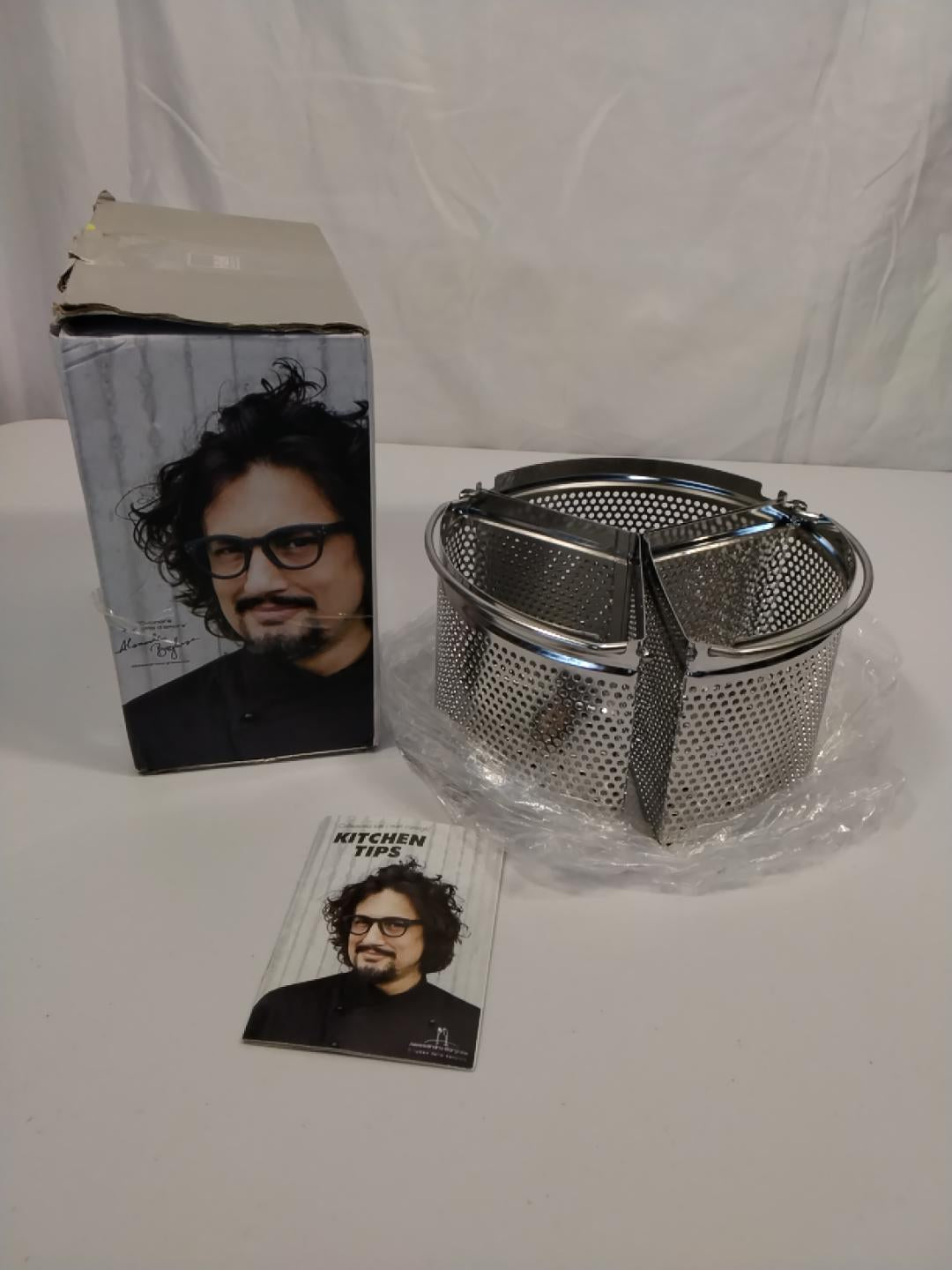 🍝 H&H ALESSANDRO BORGHESE, CESTELLO IN ACCIAIO INOX A 3 SPICCHI, Ø18 CM, PER COTTURA UNIFORME, NUOVO