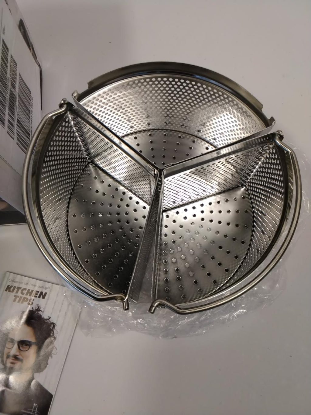 🍝 H&H ALESSANDRO BORGHESE, CESTELLO IN ACCIAIO INOX A 3 SPICCHI, Ø18 CM, PER COTTURA UNIFORME, NUOVO