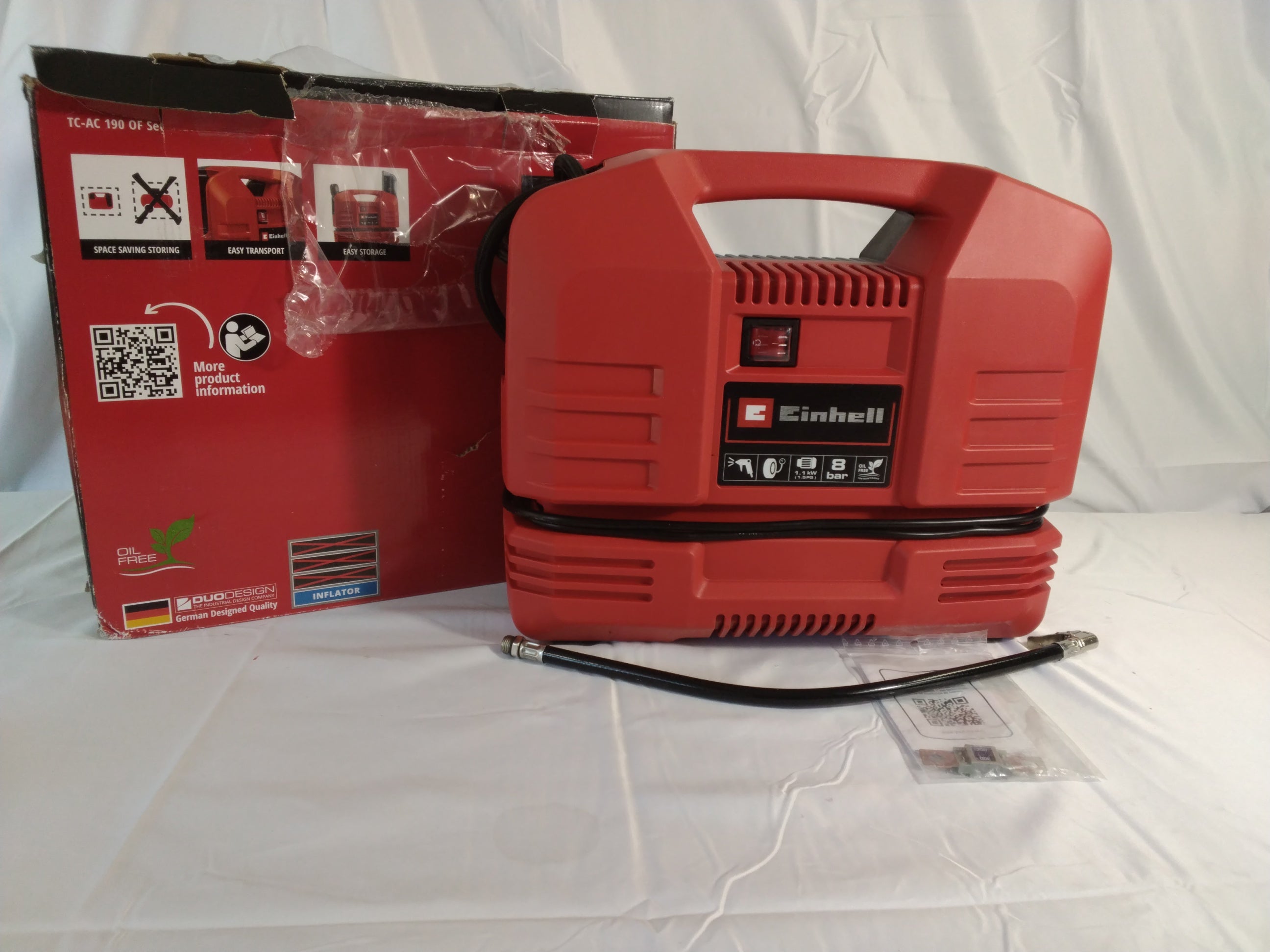 Compressore Portatile Einhell TC-AC 190 OF Set 1100W 8 Bar | Kit Completo/nuovo