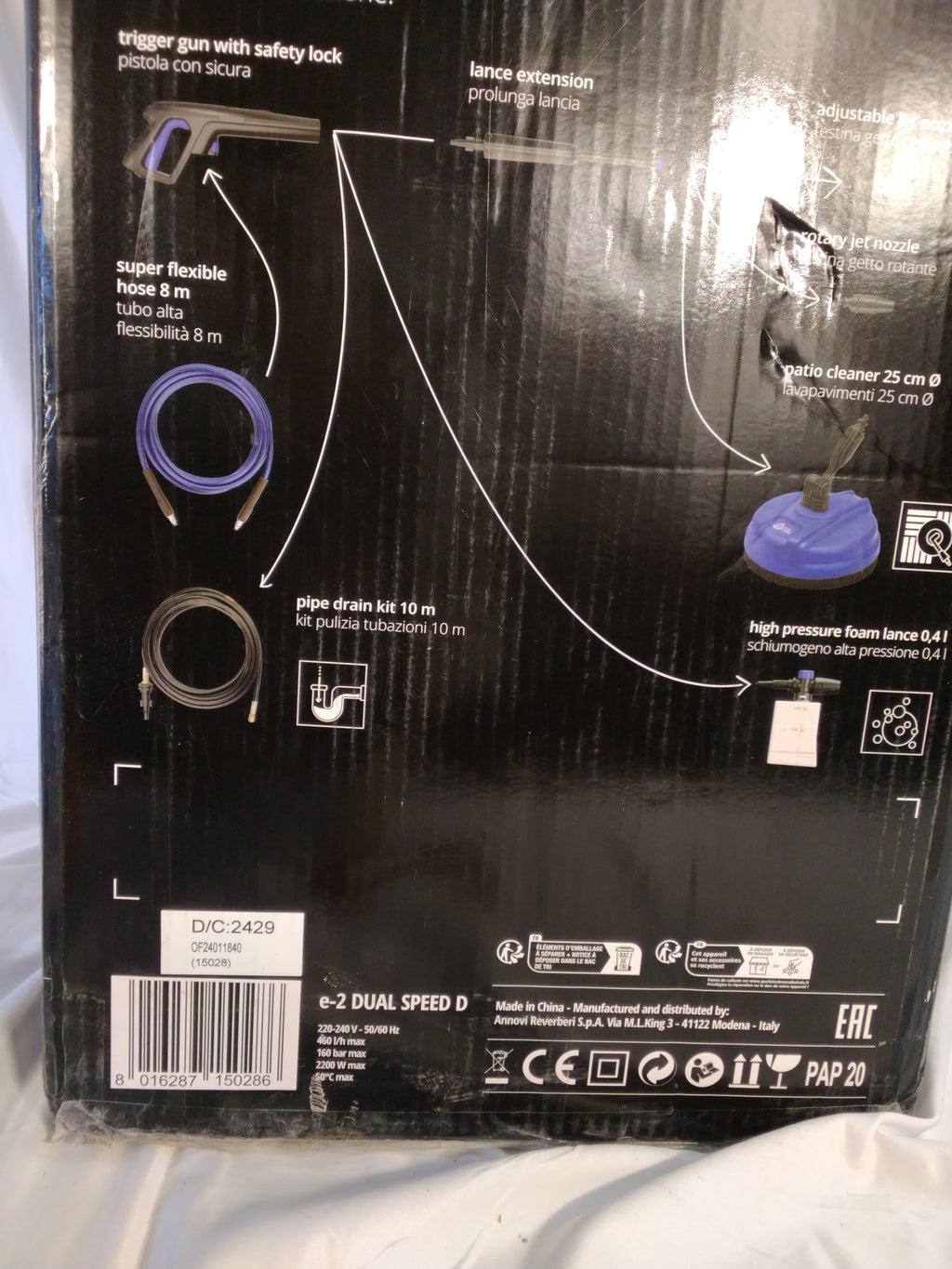 AR Blue Clean e-2 Dual Speed D Idropulitrice 160 Bar 2200W | Nuova Completa